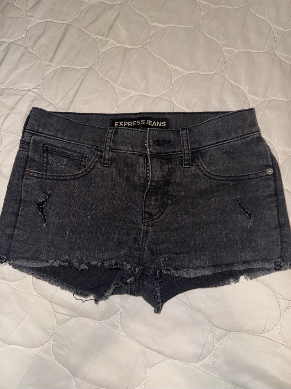 Express Black Distressed Denim Cutoff Shorts